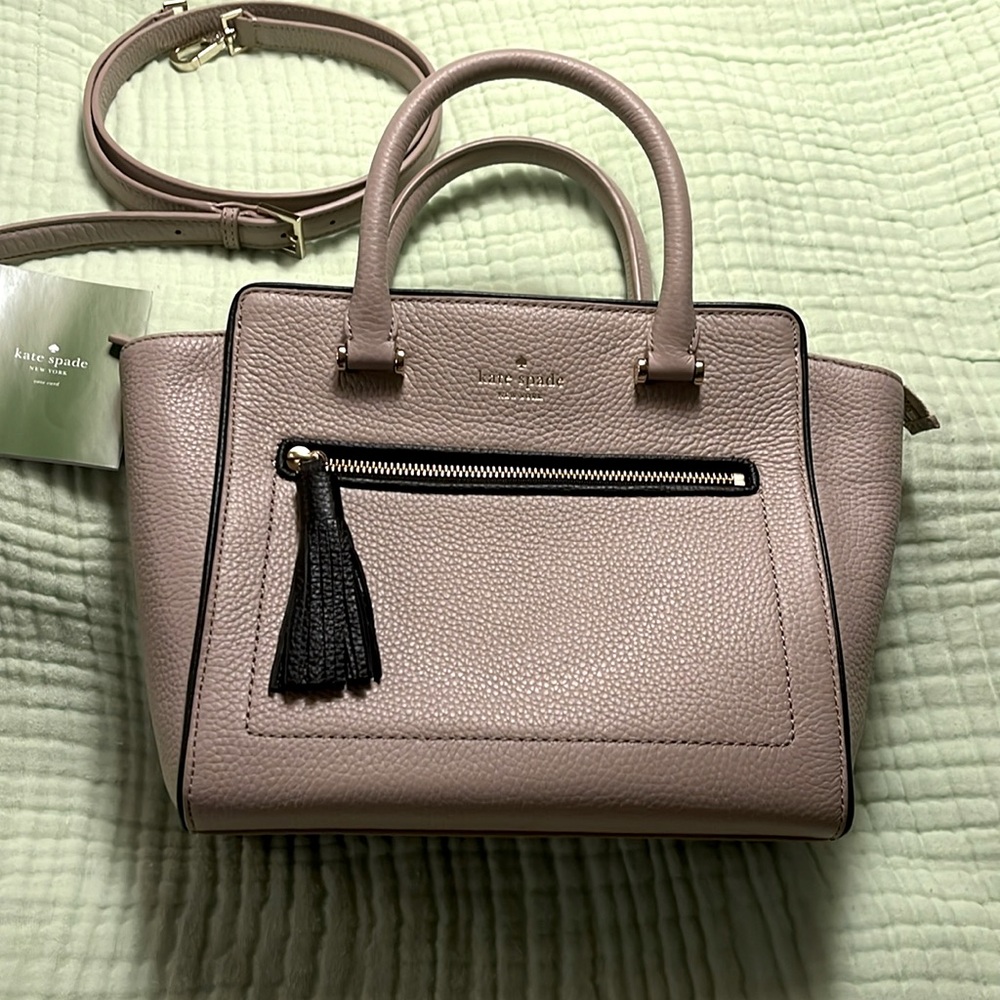 Kate Spade Allyn Convertible Pebbled Leather Zip Top Bag.